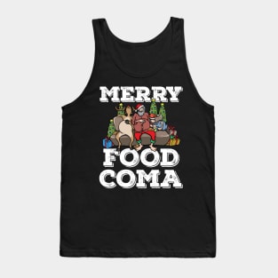 Foodie Gifts Food Coma Funny Christmas Pun Santa Claus Tank Top